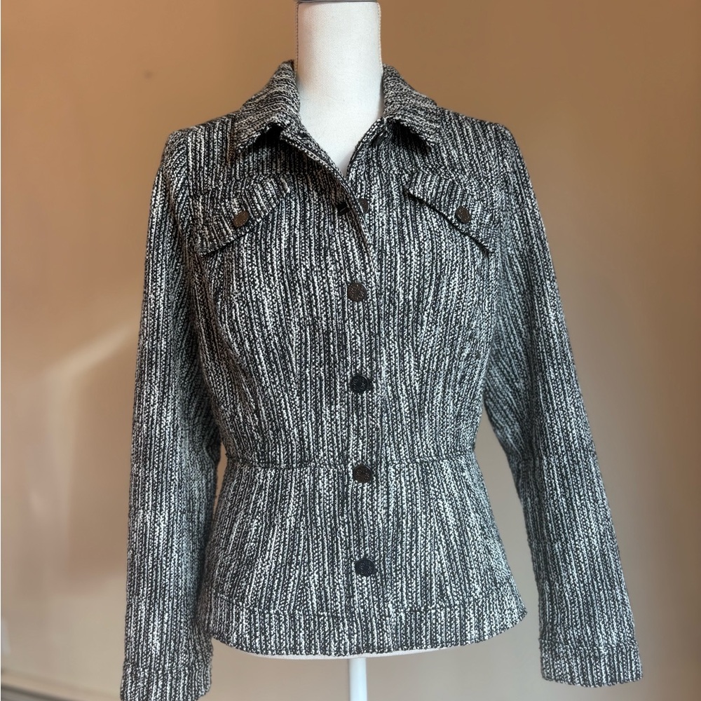 White House Black Market B&W Tweed Blazer